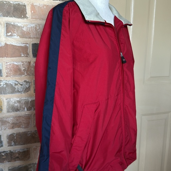Vintage NAUTICA Competition Spellout Windbreaker Jacket Red w/Navy Stripe Detail - Picture 3 of 16